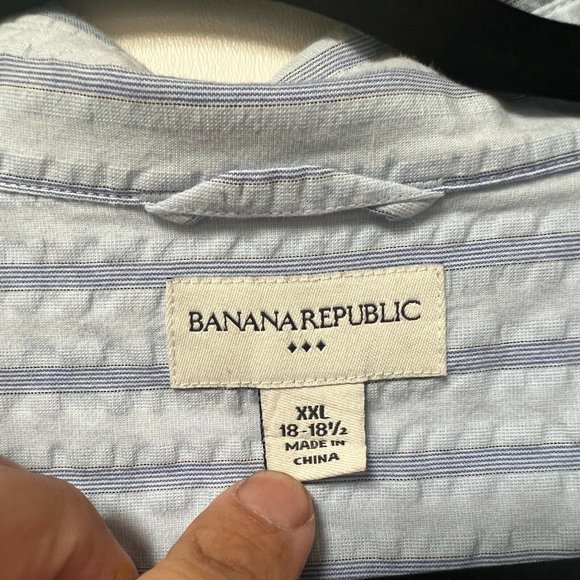 Banana Republic Mens Shirt XL Blue Striped Seersucker Long Sleeve Button Down - Picture 3 of 7